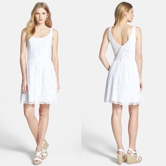 Lilly Pulitzer Calhoun Scoop Neck Resort White Charleston Eyelet Dress NWT 6 - Picture 1 of 13